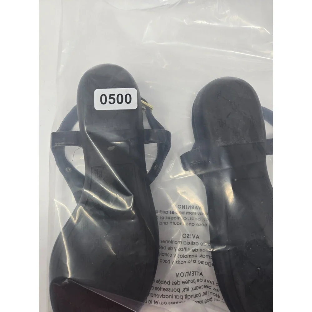 Lauren Ralph Lauren Thong Sandals Women's Size 9 Kacy Black Gold T-Strap - Picture 7 of 7